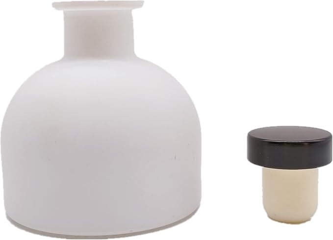 2PCS Perfume Reed Diffuser Bottle,Empty Glass Container 100ml Fragrance Accessories use with Black Sticks for DIY Replacement (Matte White)
