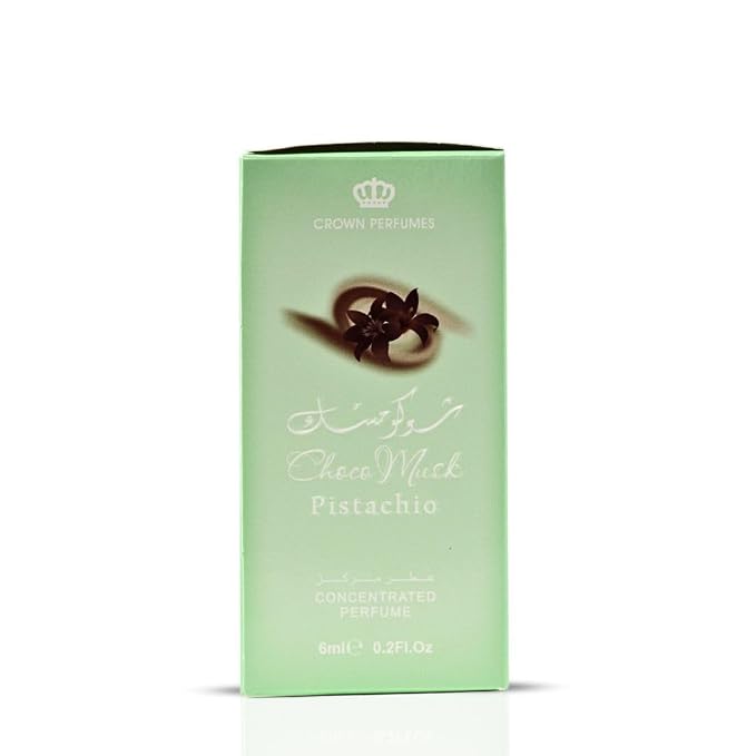 Al-Rehab Choco Musk Pistachio Perfume Oil Roll-On - 6ml (0.2 oz) | Nutty Gourmand Fragrance with Pistachio, Chocolate & Vanilla | Sweet, Creamy & Addictive | Long-Lasting Scent (Pack of 3)