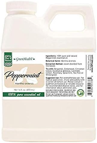 GreenHealth Peppermint Essential Oil 16 fl oz (473 mL) - 100% Pure Mentha Arvensis Oil for Diffusers, Candle Making, Soap Making, DIY Blends, Home Fragrance