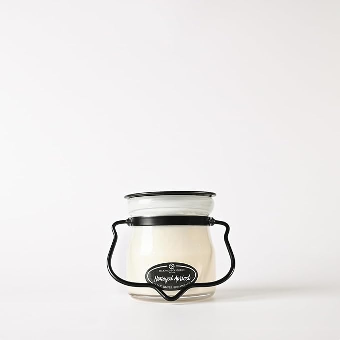 Milkhouse Candle Company Honeyed Apricot Soy Candle - Apricot | Honey | Tonka Bean Scented - 5 oz Cream Jar with Lid, 35+ Hour Burn Time, Made in the USA