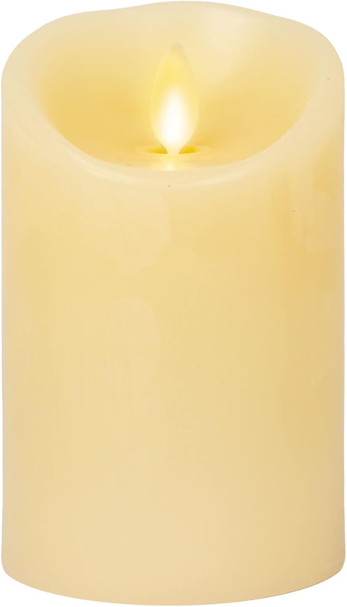 Luminara Flameless LED Battery Operated Ivory Pillar Candle, Flickering Realistic Moving Flame, 3" x 4.5" Luminous Real Wax Indoor Home Decor Pack of 1