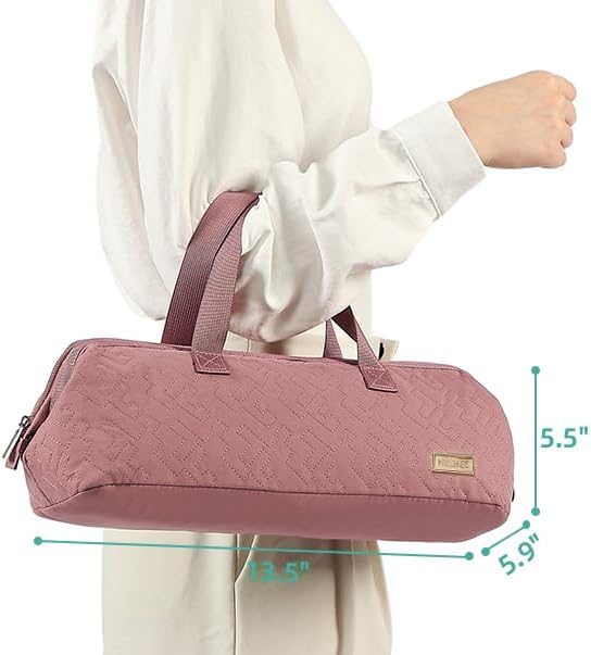 NISHEL Hair Tools Travel Carrying Bag, Portable Hair Air Wrap Dryer Case, Hair Dryer/Curling Iron/Airstraight Attachment Organizer, Rosewood-Pink