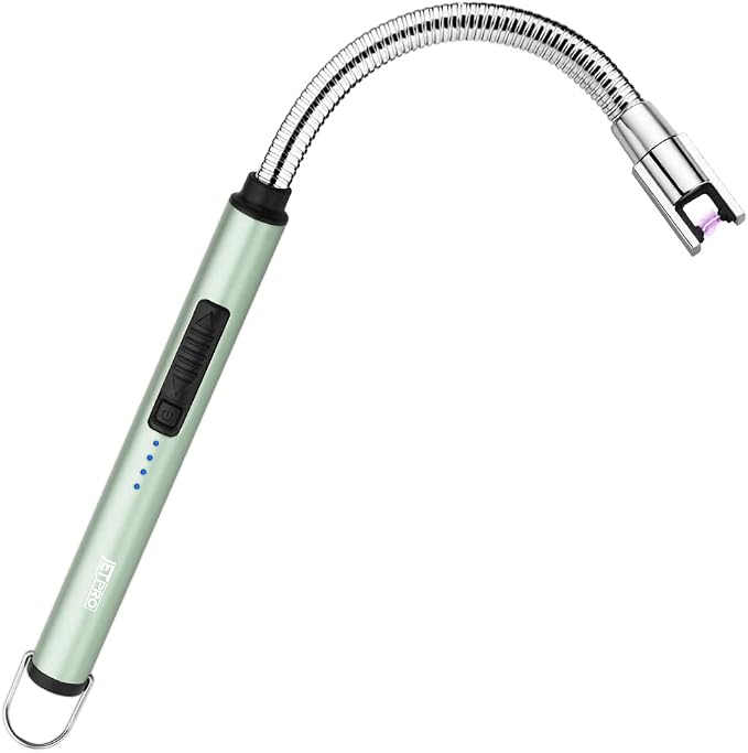 Candle Lighters USB Rechargeable Arc Electric Lighter with 360° Flexible Neck for Candle BBQ Camping (Green)