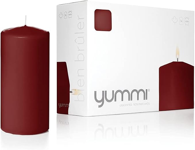 yummi 3" x 6" Burgundy Round Pillar Candles - 3 per Pack