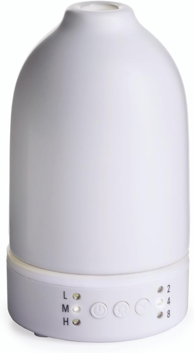 Airome Nebulizer Essential Oil Diffuser|Waterless and No Heat Aromatherapy Diffuser, White LED Light, Intermittent & Continual Mist, Timer and Auto Shut-Off, Snow
