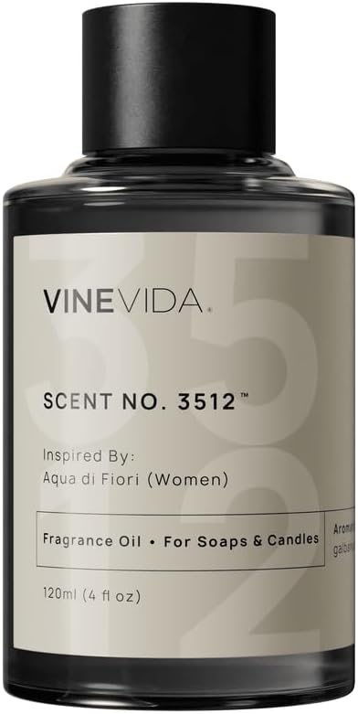VINEVIDA Scent NO. 3512 Fragrance Oil - 120mL (4oz) - Inspired by: Aqua di Fiori (Women) Fragrance Oil for Candle Making - Made in USA Candle Scents Scents for Soap Making