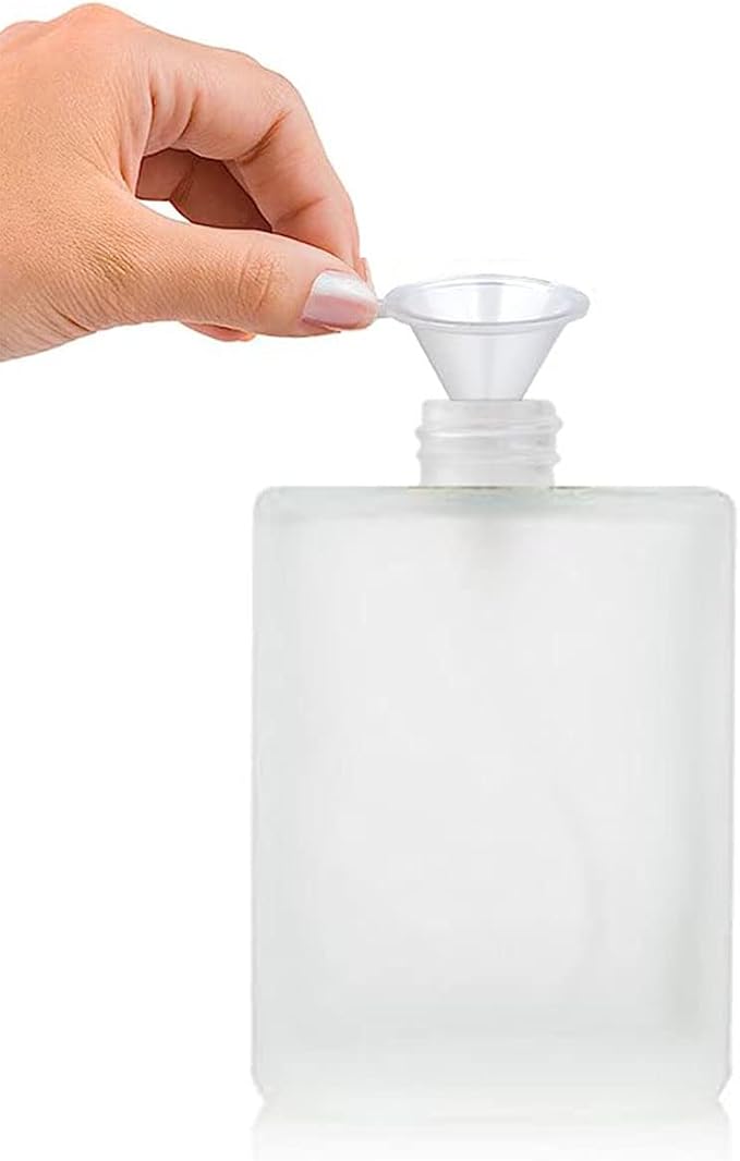 100ml 3.4oz Frosted Glass Spray Bottle | For Essential Oils & Perfume, Empty Refillable Atomizer, Fine Mist, Includes Makeup Funnel, 3ml Dropper & Gift Bag