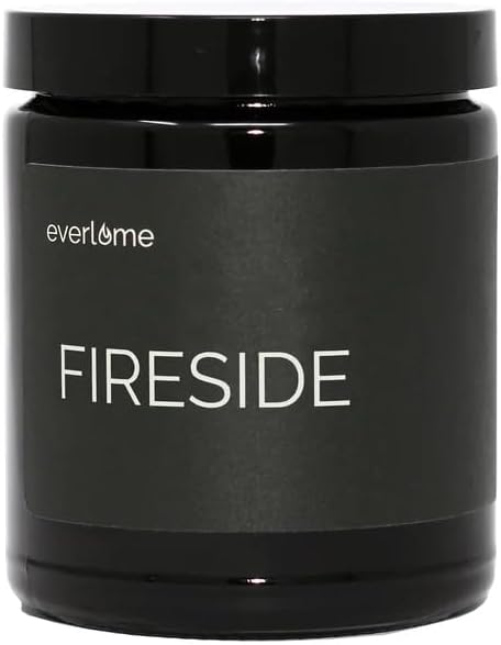 Premium Soy Wax Candle | Highly Scented Black Glass Jar Candles | Long Lasting, Clean Burn | 8 oz | Gifts for Man and Woman | Made in USA (Fireside)