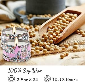 YOROXRG 24Pack Scented Candles,Soy Wax Jar Candles,Aromatherapy Candles for Home 2.5 OZ Scented Candles for Mom for Christmas Candles, Birthday, Thanksgiving, Mother's Day,Valentine'sDay