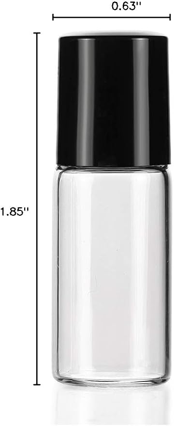 50 Pack 3ml Clear Glass Sample Vials For Essential Oils,Empty Glass Roller Bottle With Stainless Steel Roller Ball 3/4 Dram Glass Vials Perfume Roll On container-funnel,Opener,Dropper Included