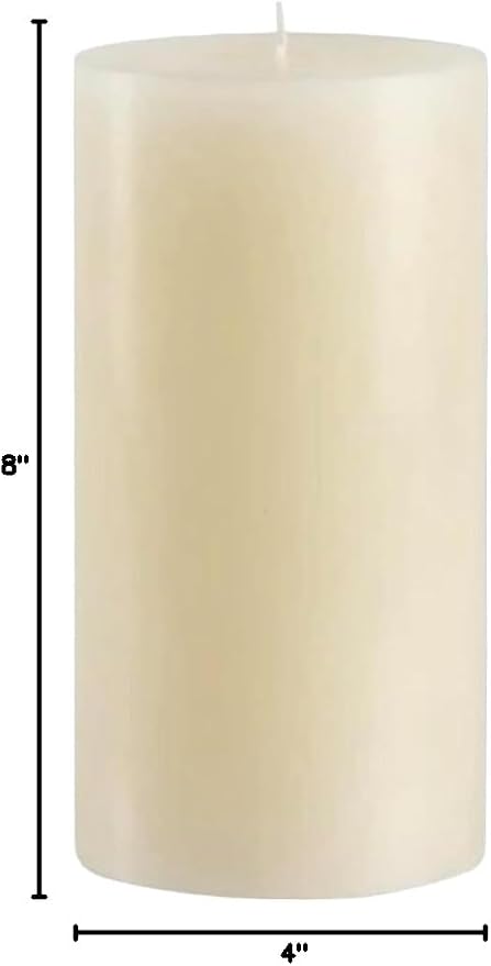 Mister Candle Non Scented Luxury 4 x 8 Pillar Candle, Hand Poured Ivory Unscented Candle for Home Decor, Premium Wax, Smokeless & Dripless, 160 Hour Burn Time