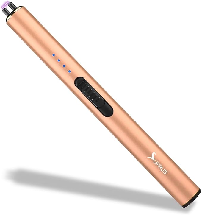 SUPRUS Electric Arc Windproof Flameless USB Rechargeable Lighter with Safety Lock for Candle (Peach Fuzz)