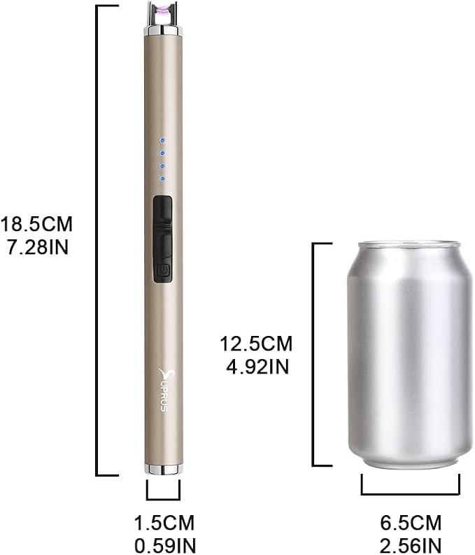 SUPRUS Candle Electric USB Lighter Safety Switch Rechargeable Flameless Plasma Windproof Pocket Size (Champagne Gold&Champagne Gold&Champagne Gold)