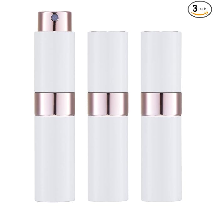 LISAPACK 8ML Atomizer Perfume Spray Bottle for Travel (3 PCS) Empty Cologne Dispenser, Portable Sprayer (White)