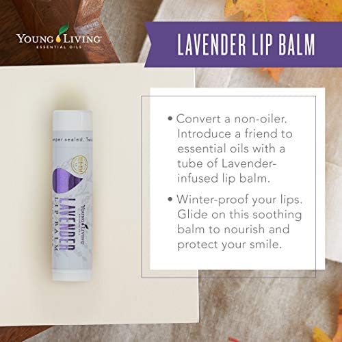 Young Living Lavender Lip Balm - 0.15 oz - Essential Oils, Soothes Dry Lips, Hydrates & Softens, Natural Lip Care Hydrating Lip Treatment, Moisturizing Lip Balm