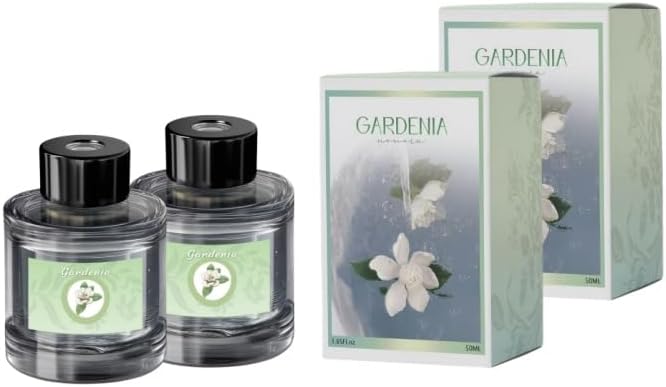 2Pcs Car Diffuser,Gardenia Car Fragrance Refill,50ML Car Diffuser Perfume Refill,1.65FL.oz Refillable Aromatherapy Oil with Natural Extracts,Max 60-180 Days Car Fresheners Fragrance