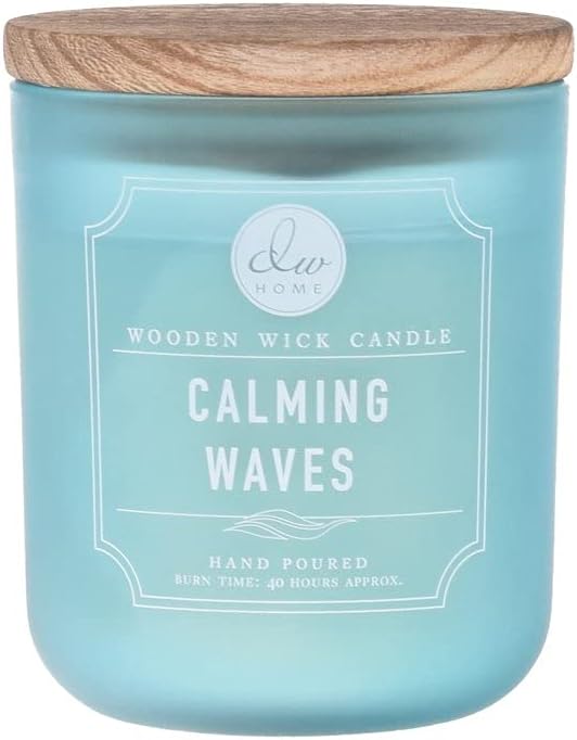 DW Home Calming Waves Scented Candle for Home, 12 oz, Wooden Wick Candle Jar, Up to 40H Burn Time, Luxury Scented Candle for Relaxation, Gifting, Home Décor