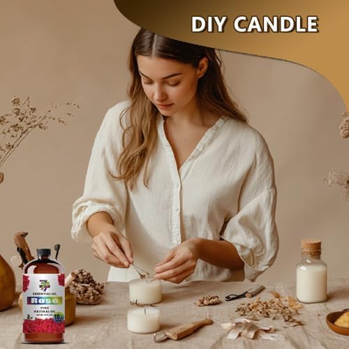 Rose Essential Oil, Rose Oils, for Diffuser, Massage, Bath, DIY Candles, Soap, Humidifier, Bedroom, Office, Gift, Essential Oil, GV77ZF Rose Fragrance Oil - 16 fl oz (480 ml)