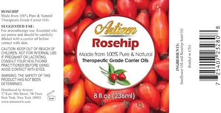 Artizen 8oz Rosehip Oil - Pure Natural Cold Pressed & Harvested from Fresh Roses Bushes & Rose Seed - Rose Hip Oil for Your Face, Nails, Hands - Rosehip Oil for Skin