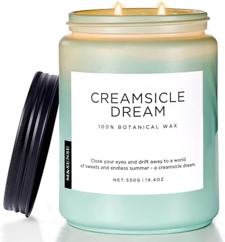 M&SENSE Orange Creamsicle Summer Scented Candles for Home, 19.4oz Soy Wax Non Toxic Candle, 110 Hours Slow Burning Time, Long Lasting Fresh Fragrance Gifts for Family Friends