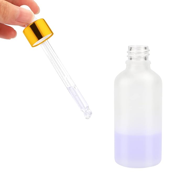 6 Pack Dropper Bottle for Essential Oils, Empty Glass Holder With Eye Dropper, Golden Cap Travel Container - Pipette & Funnel Included (30ml/1 fl oz)