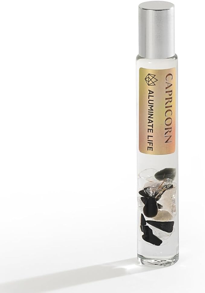 Capricorn Zodiac Crystal-Infused Essential Oil Rollerball, Aromatherapy Blend - Grounding & Motivation, Premium Astrology Sign Birthday Gift, Natural Therapeutic Roller, 10 mL