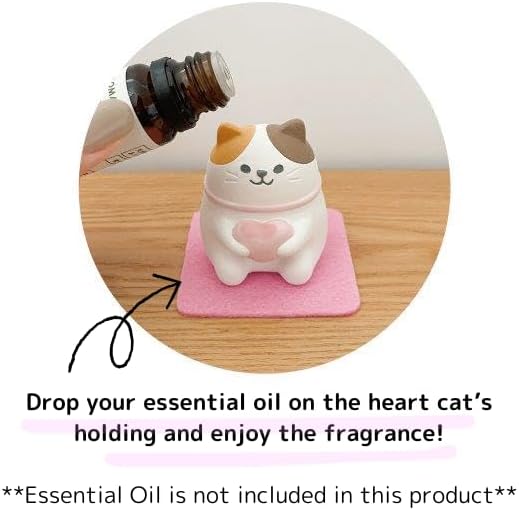 Stone Diffuser Cute Lucky Cat Passive Diffuser for Essential Oil, Non-Electric (Pink)