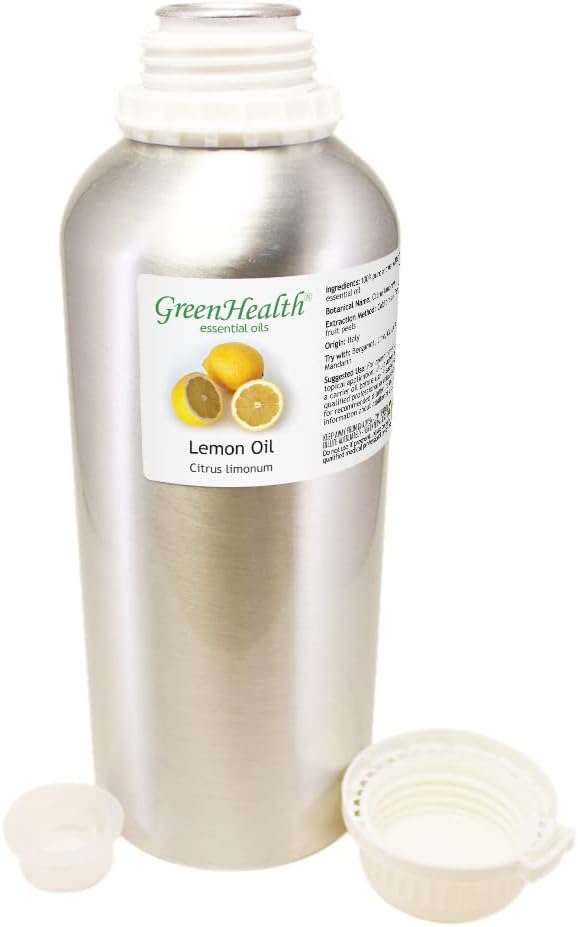 32 oz Lemon Essential Oil (100% Pure & Uncut), Aluminum Bottle - GreenHealth