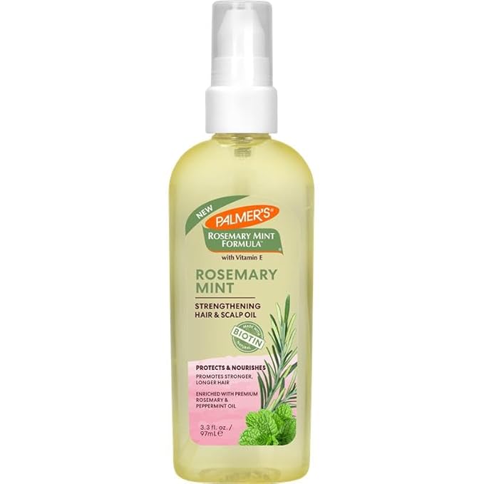Palmer's Hair Oil, Rosemary Mint Strengthening Hair & Scalp Oil, 3.3 fl. oz, Helps Stimulate Growth, Hydrating & Protecting for Anti-Breakage, Nourishes Dry Roots, Adds Softness & Shine