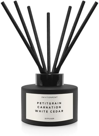ENVIRONMENT Inspired by Designer Perfume LHomme Reed Diffuser, 200ml Luxury Scented Aromatherapy (Petitgrain | Carnation | White Cedar) Reed Diffusers, Diffusing Oil Fragrance, Home Fragrance Products
