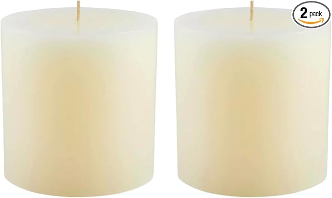 Mister Candle Non Scented Pillar Candle, Unscented 4 x 4 Inch Candles (Set of 2) Hand Poured Ivory Unscented Candles for Home Decor, Premium Wax, Smokeless & Dripless, 80 Hour Burn Time