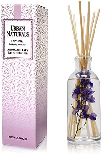Urban Naturals Lavender Sandalwood Essential Oil Reed Diffuser Set with Natural Bamboo Reeds Sticks | Aromatic Lavender, Golden Amber & Woods | Vegan. Made in the USA