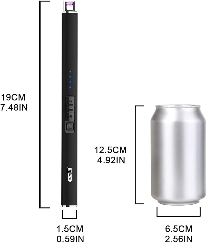 Electric Arc Windproof Lighter Flameless USB Rechargeable Lighter with Safety Lock for Candle BBQ Camping (Black)