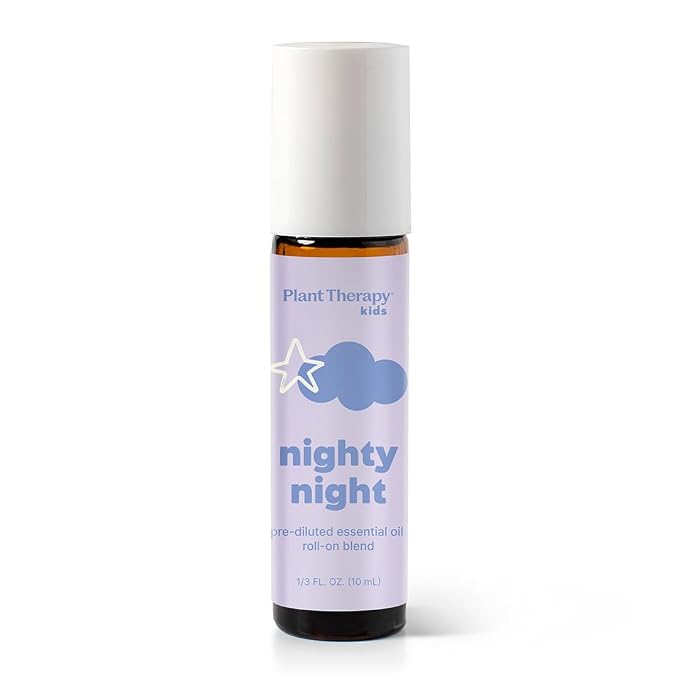 Plant Therapy Kids Nighty Night Essential Oil Blend for Sleep, 10 mL (1/3 oz), Pre-Diluted Roll-On for Convenience, Support a Restful Night's Sleep
