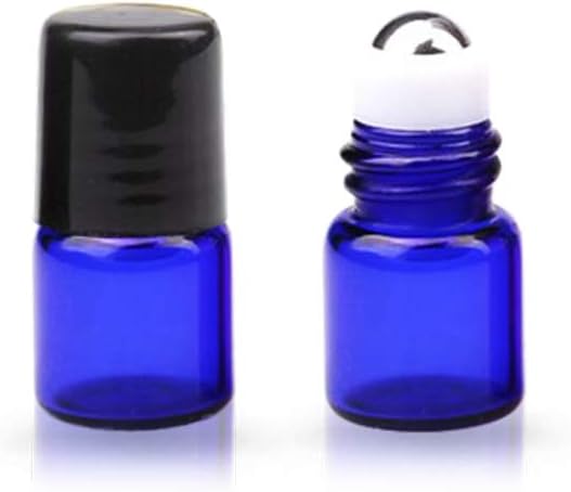 Round Hard Shell Case for 1/4 5/8 DRAM Micro Mini Roll-on Glass Bottles with Metal Roller Balls - Refillable Aromatherapy Essential Oil Roll On (HOLDS 12 VIALS) (1ML Mix bottle)