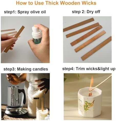 30 Pcs Wooden Candle Wicks with Wick Trimmer Cutter Crackling Candle Wicks kit 5.1 X 0.5 X 0.04 Inch Natural Candle Wood Wicks with Stand Candle Cores for DIY Candle Making Craft