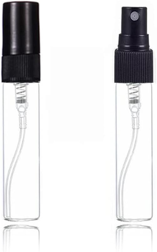 Elfenstall- 25PCS Clear Glass 5ml 1/6oz Spray Bottle Perfume Fragrance Scent Vials Black Fine mist Atomizer Refillable Sprayer Portable Liquid Container Free 2pcs 3ml Dropper