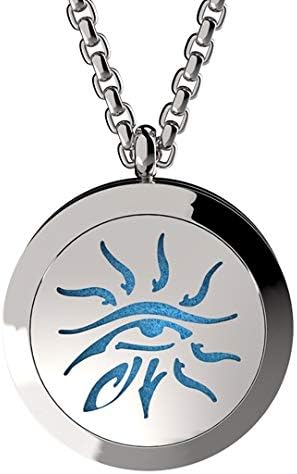 Wild Essentials Wisdom Eye Essential Oil Diffuser Necklace, Stainless Steel Locket Pendant with 24 inch Chain, 12 Color Refill Pads, Customizable Color Changing Perfume Jewelry for Aromatherapy