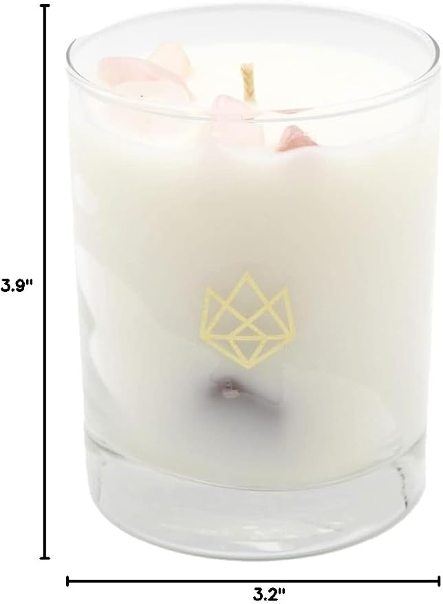 Luxury Glass Jar Candle, 14.5 OZ, Sleep - Rose Quartz Crystal Infused - Scents of Rose, Lavender, and Vanilla - Tranquility, Love, & Comfort - Coconut Wax, Valentine's Day Gift