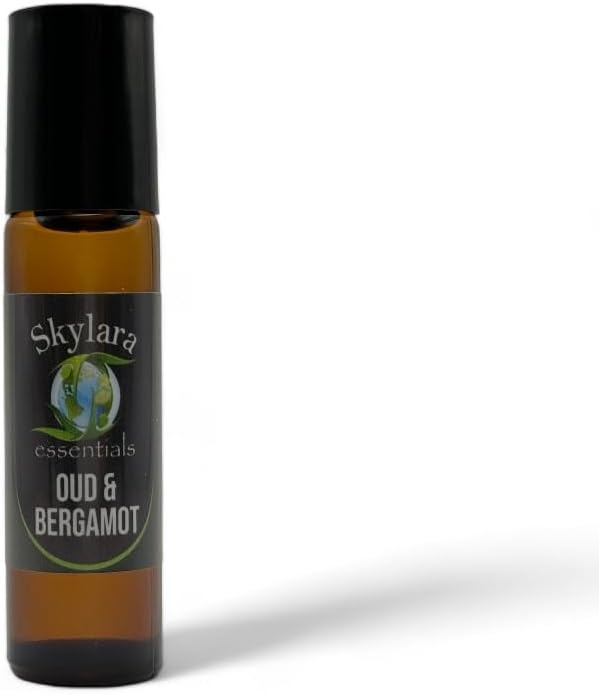 Natural Oud & Bergamot Essential Oil for Calming Aroma, Diffuser, Candle Making | Long - Lasting, Housewarming Gifts, Thanksgiving and Christmas – 10ml Roll-On