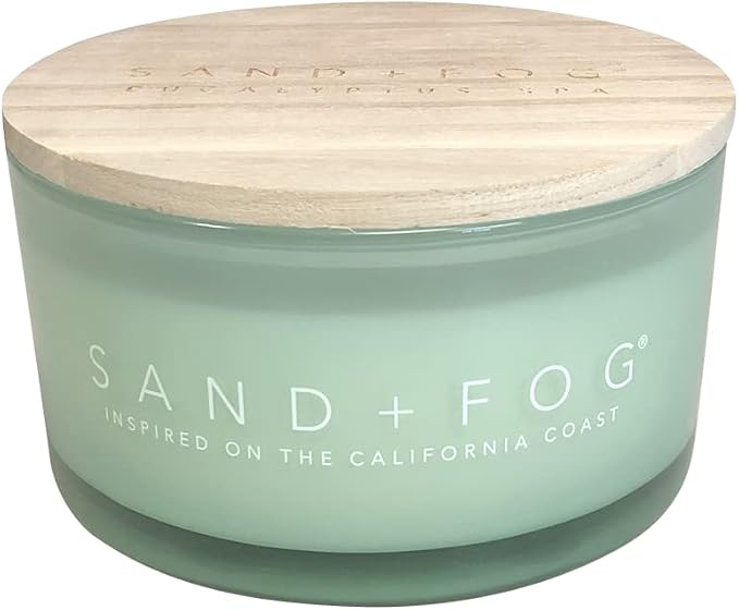Sand + Fog Scented Candle - Eucalyptus Spa - Additional Scents and Sizes – 100% Cotton Lead-Free Wick - Luxury Air Freshening Jar Candles - Perfect Home Décor for Your Cocktail Table – 23 oz
