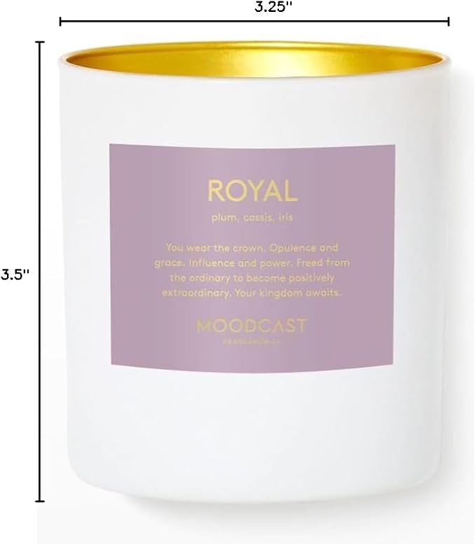 Moodcast Royal Scented Candle - Aesthetic Candle for Home, Plum, Cassis & Iris, Clean Coco Wax Blend, Vegan, Paraben Free, 45-Hour Long Lasting Burn - 8oz