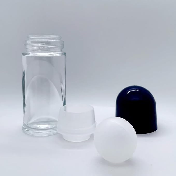 2 Pcs 70ml Clear Glass Oil Roller Bottle Empty Deodorant Bottles Containers Perfume Aromatherapy Roll on Bottles Refillable Cosmetic Aplicator