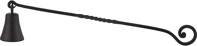 RTZEN Antique Bell Candle Snuffer - Handcrafted Decorative Rustic Wrought Iron Candle Extinguisher Candlesnuffer with Long Handle - Unique Black Matte Farmhouse Decor Accessories Gift