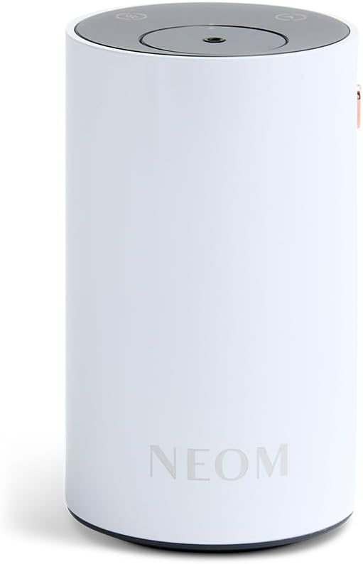 NEOM Wellbeing Pod Mini+ Essential Oil Diffuser, White I Waterless and Wireless I Portable & Versatile - car, Office or Home I Up to 125 Hours of Natural Fragrance use per Charge