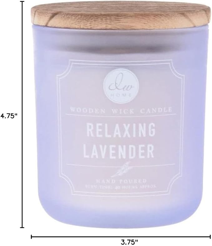 DW Home Relaxing Lavender Scented Candle for Home, 12 oz, Wooden Wick Candle Jar, Up to 40H Burn Time, Luxury Scented Candle for Relaxation, Gifting, Home Décor