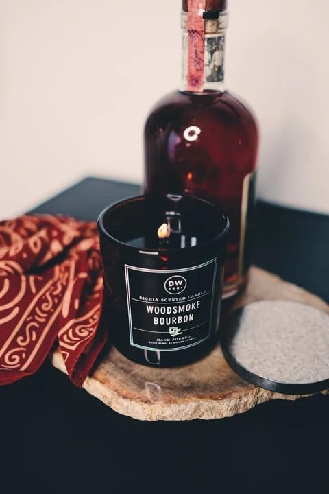 DW Home Woodsmoke Bourbon Candle for Home, 9 oz, Medium Single Wick Candle Jar, Up to 33H Burn Time, Luxury Scented Candle for Relaxation, Gifting, Home Decor