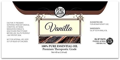 Oil of Youth Vanilla Essential Oil 4oz – Aromatherapy Oil for Candle Making, Diffuser & More