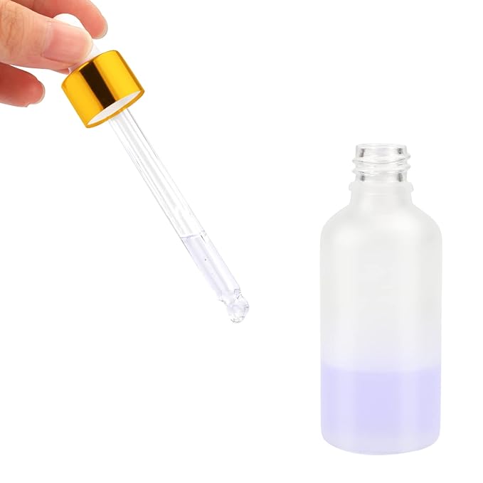 6 Pack Dropper Bottle for Essential Oils, Empty Liquid Holder With Glass Eye Dropper, Golden Caps Travel Perfume Cosmetic Container - Pipette & Funnel Included (15ml/0.5 fl oz)