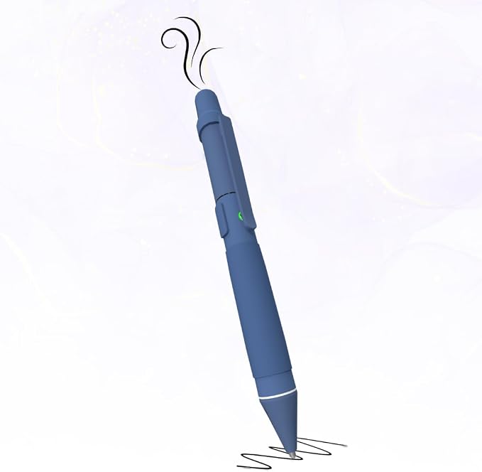 Aromatherapy Writing Pen Battery with Real Ink Tip and Hidden Diffuser Port, Soft Touch Ballpoint for Note Taking, Signature, and On-The-Go Relaxation, Rechargeable Wellness Gift for Office (Blue)